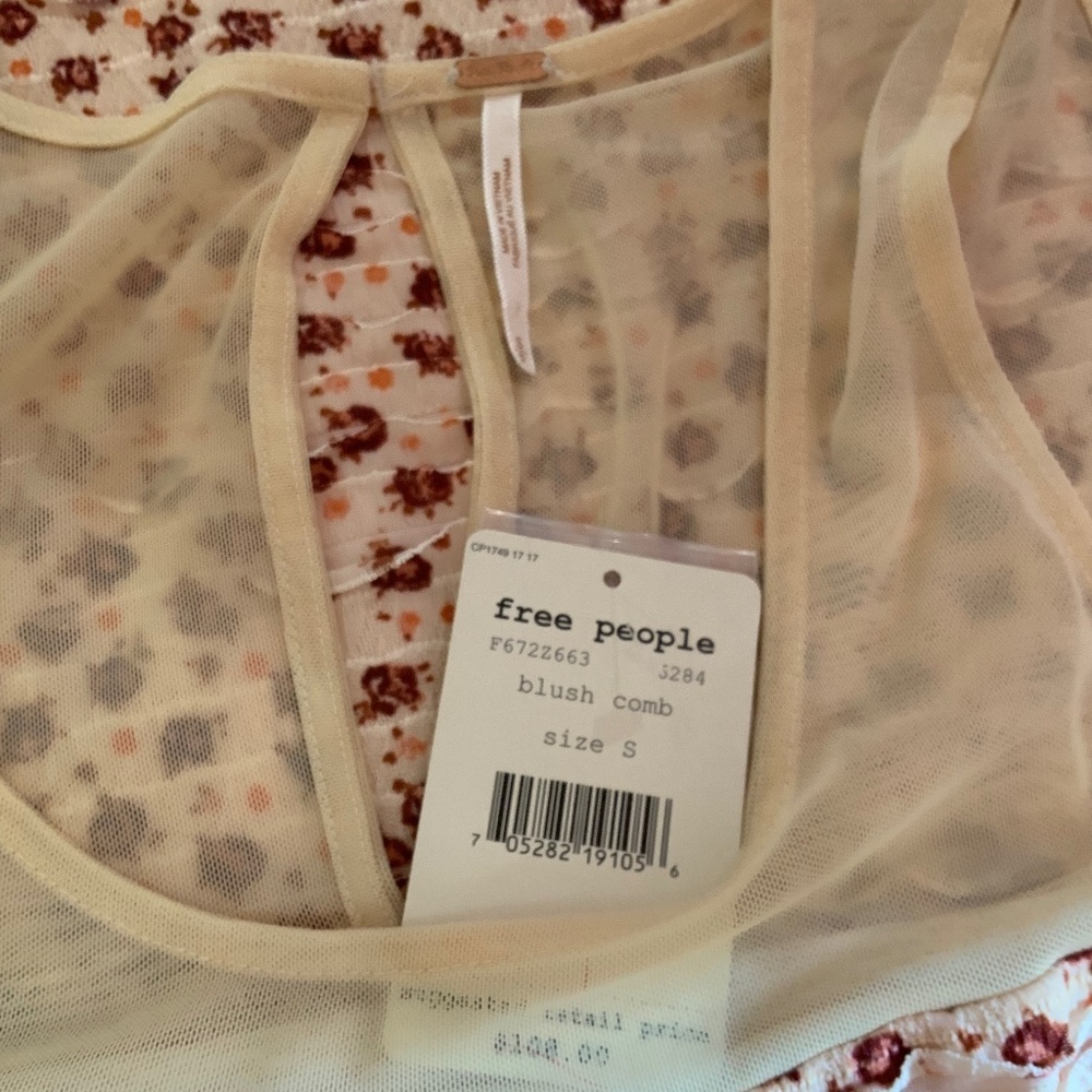 Free People Mesh Floral Ruched Sleeveless Mini Dress Size Small - Picture 6 of 7